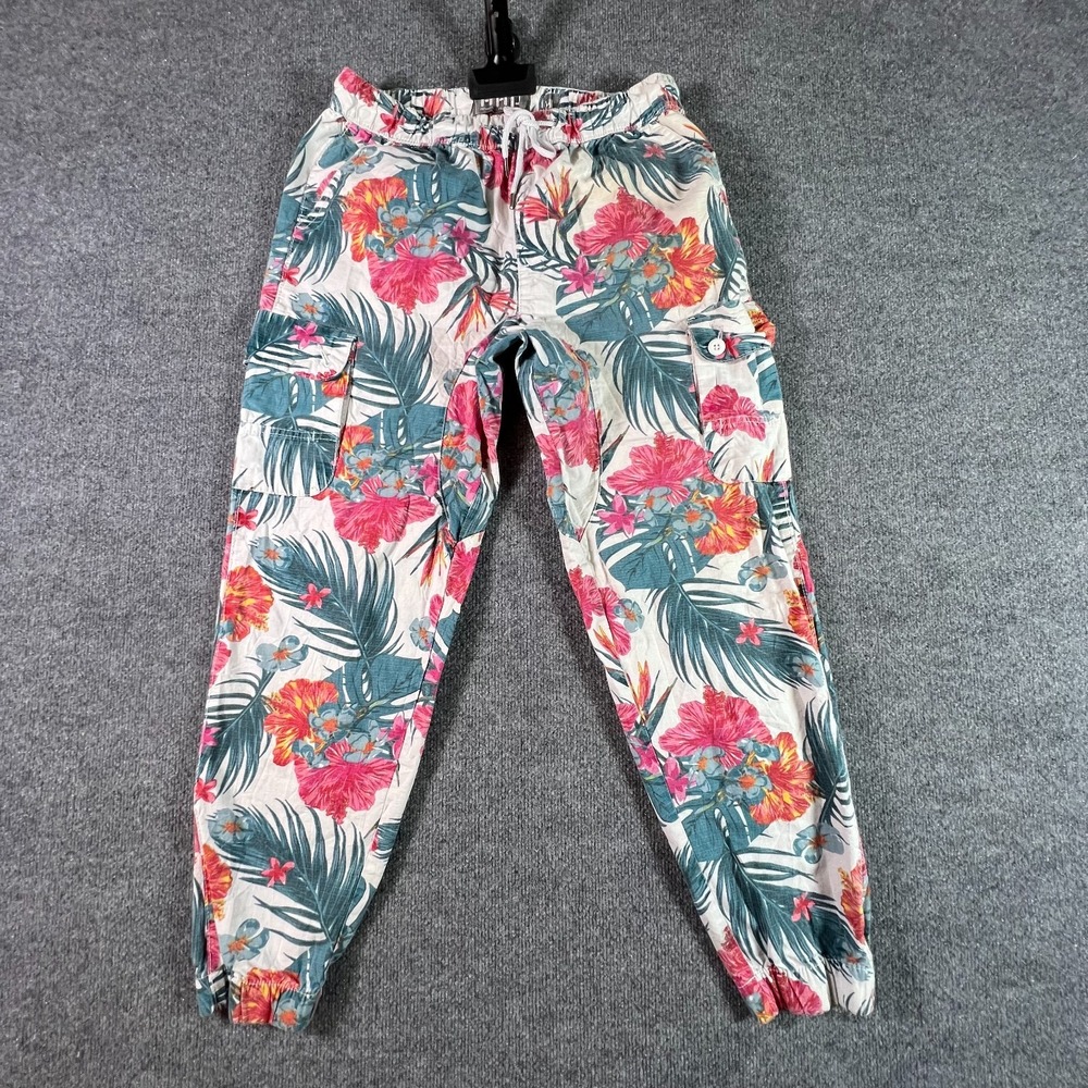 AHP Another Hype Piece Cargo Pants Mens XL Multicolor Tropical Floral Drawstring
